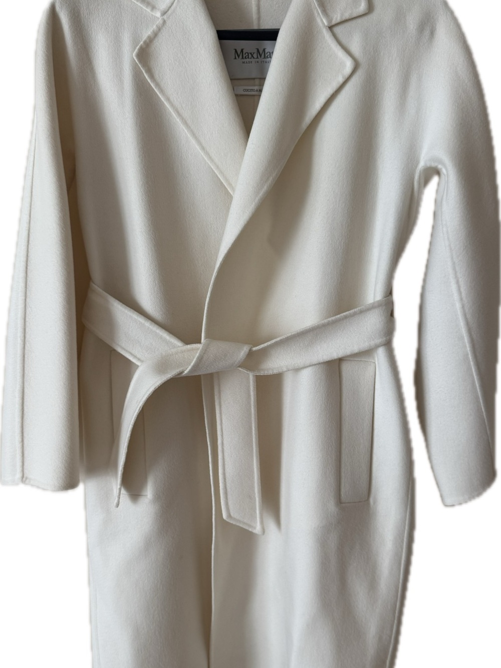 ‘S MaxMara Cream Belted Wool Trench Coat